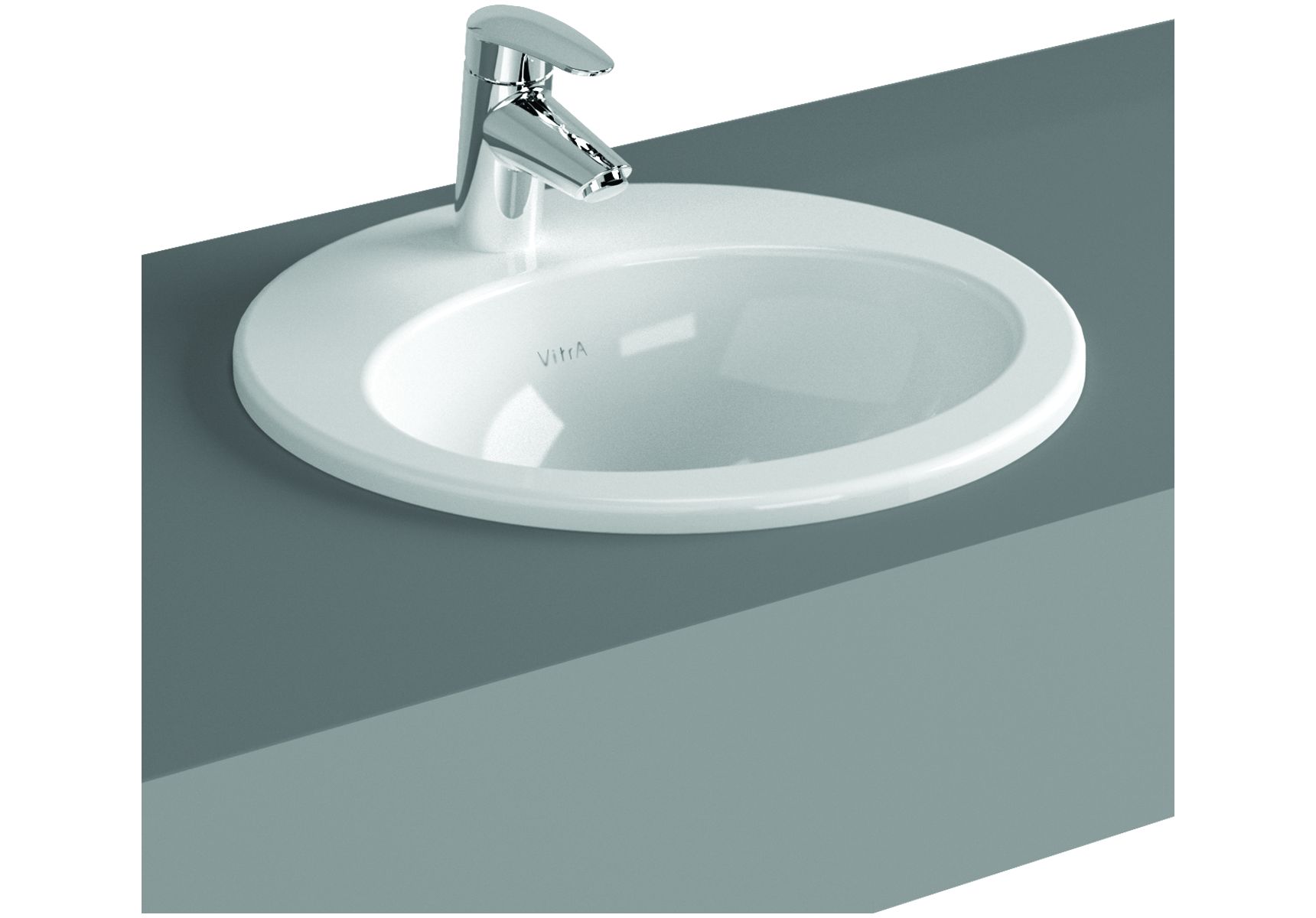S20 vasque encastré, 1 trou central pour robinet, avec trop-plein, 53 cm, blanc