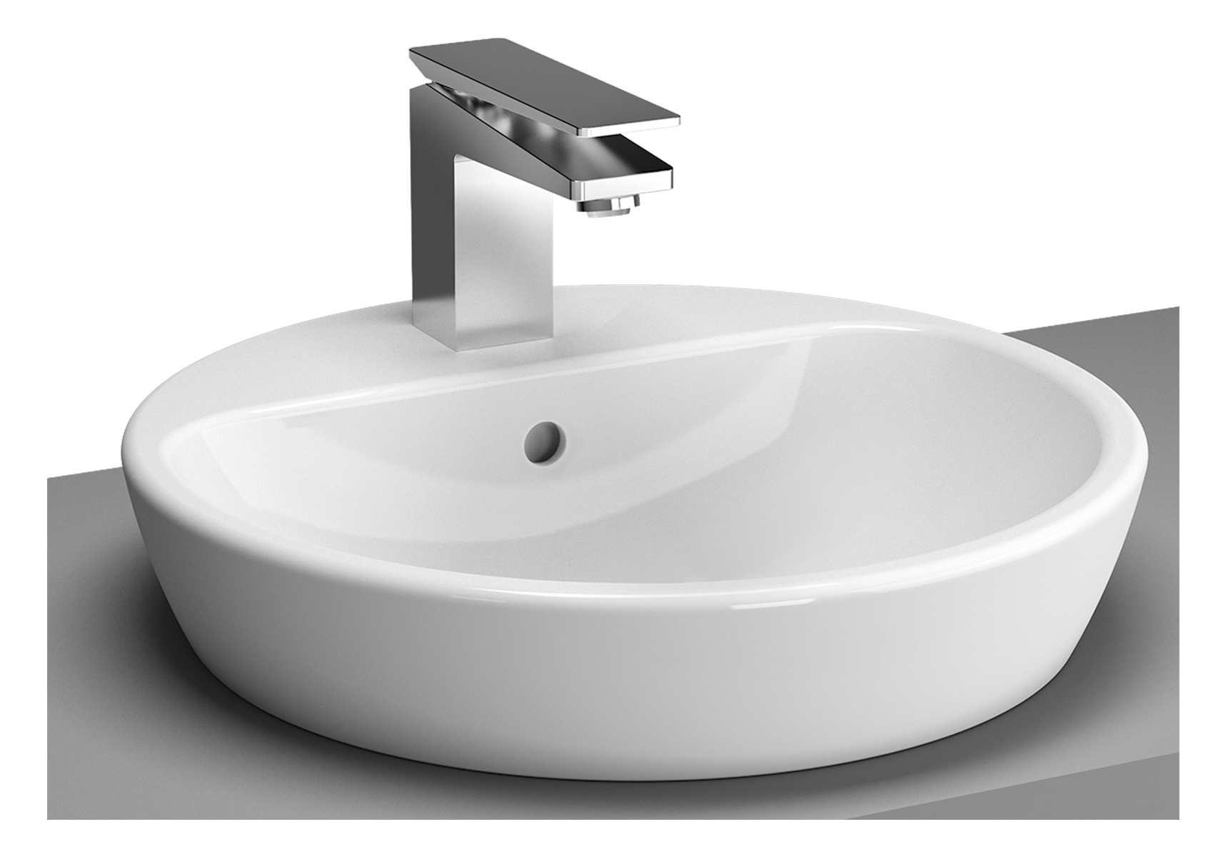 Metropole vasque à poser sur plan de toilette, Ø44,5 cm, 1 trou de robinet central et trop-plein