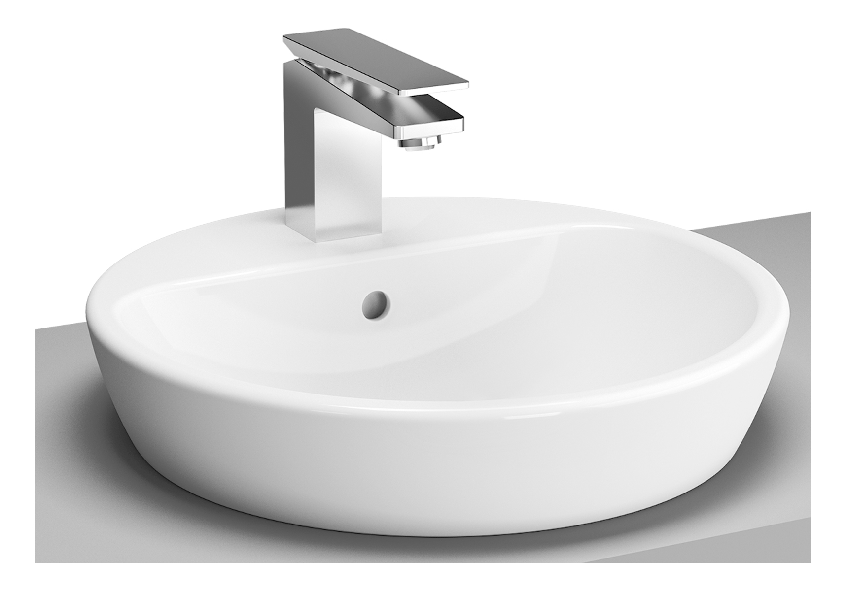 Metropole vasque à poser sur plan de toilette, Ø 44,5 cm, 1 trou de robinet centralettrop-plein
