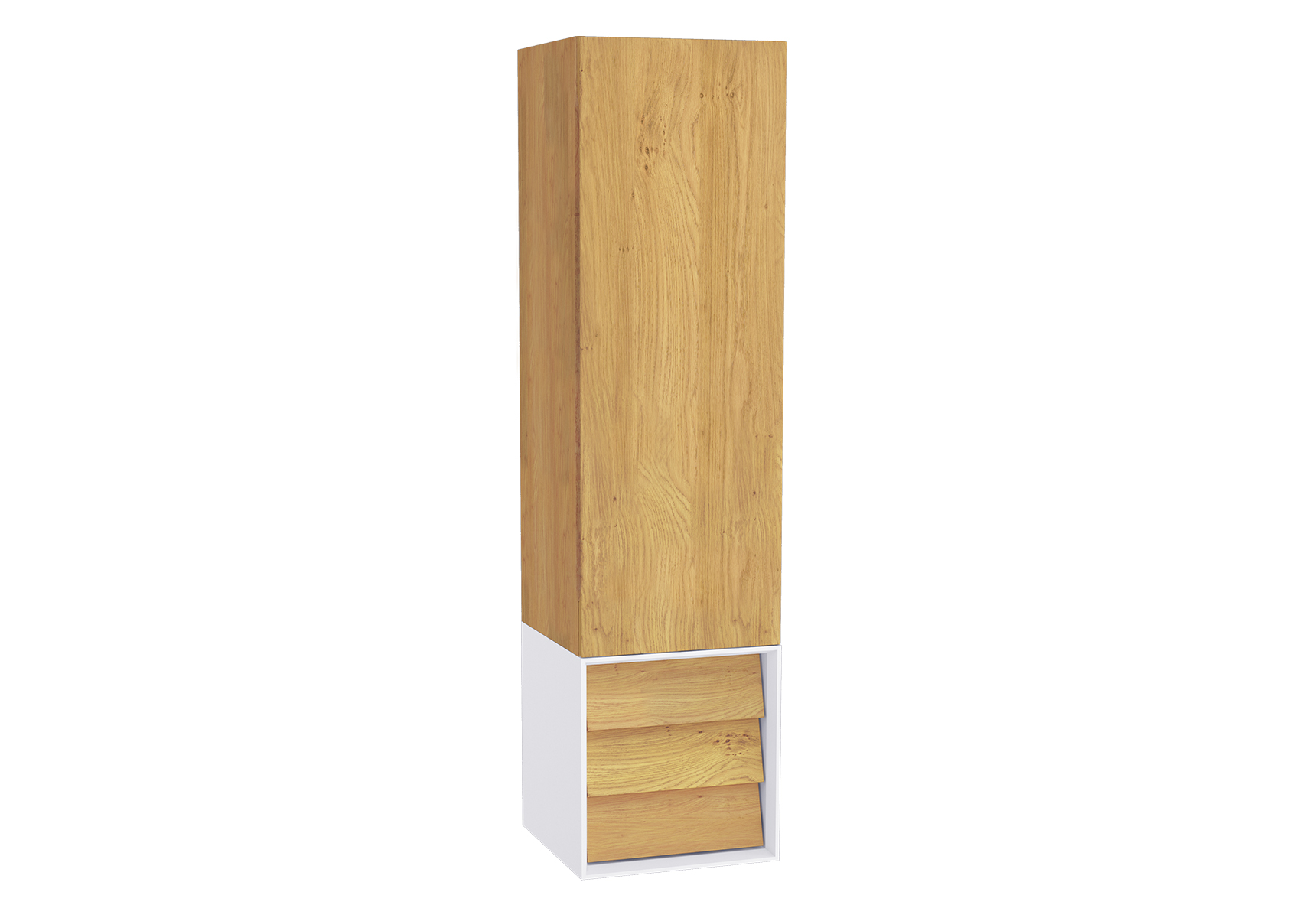 Frame armoire haute, 32 cm, chêne doré, mat blanc, droite