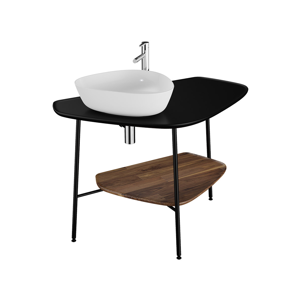 Plural console céramique, pour vasque à gauche, 103 cm, noir mat