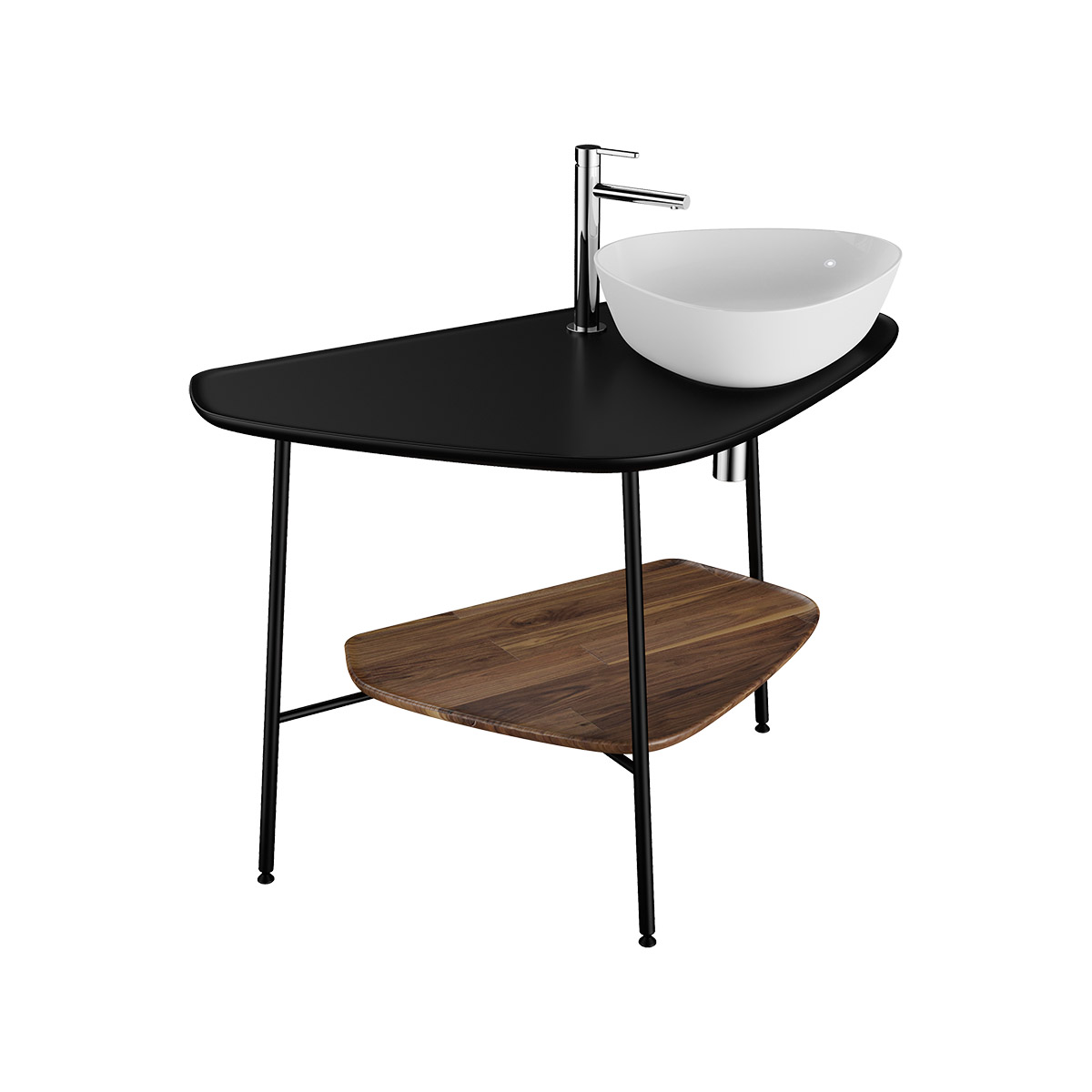 Plural console céramique, pour vasque à droite, 103 cm, noir mat