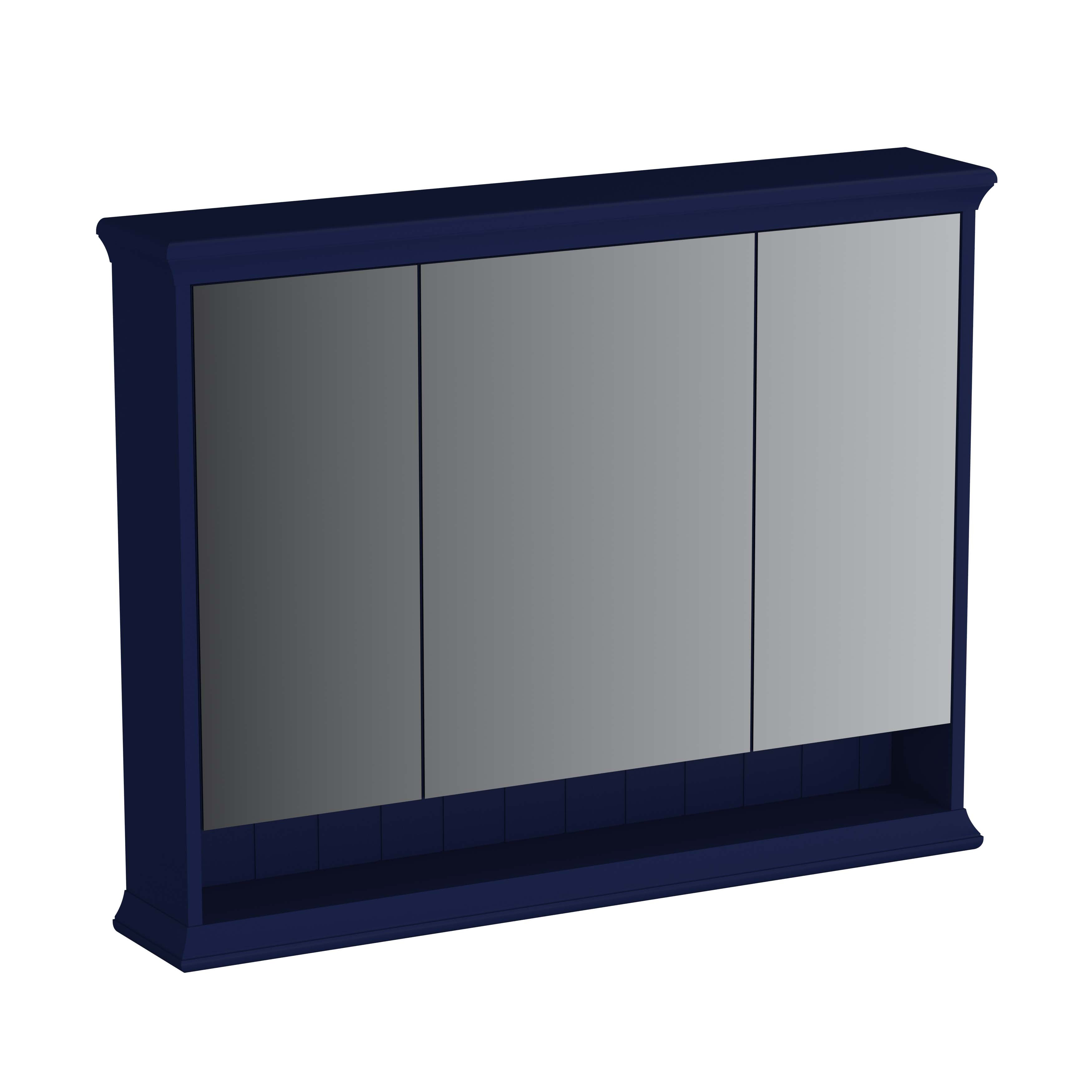 Valarte LED-Spiegelschrank, 98 cm, 3 Türen, Stahlblau (Lack)