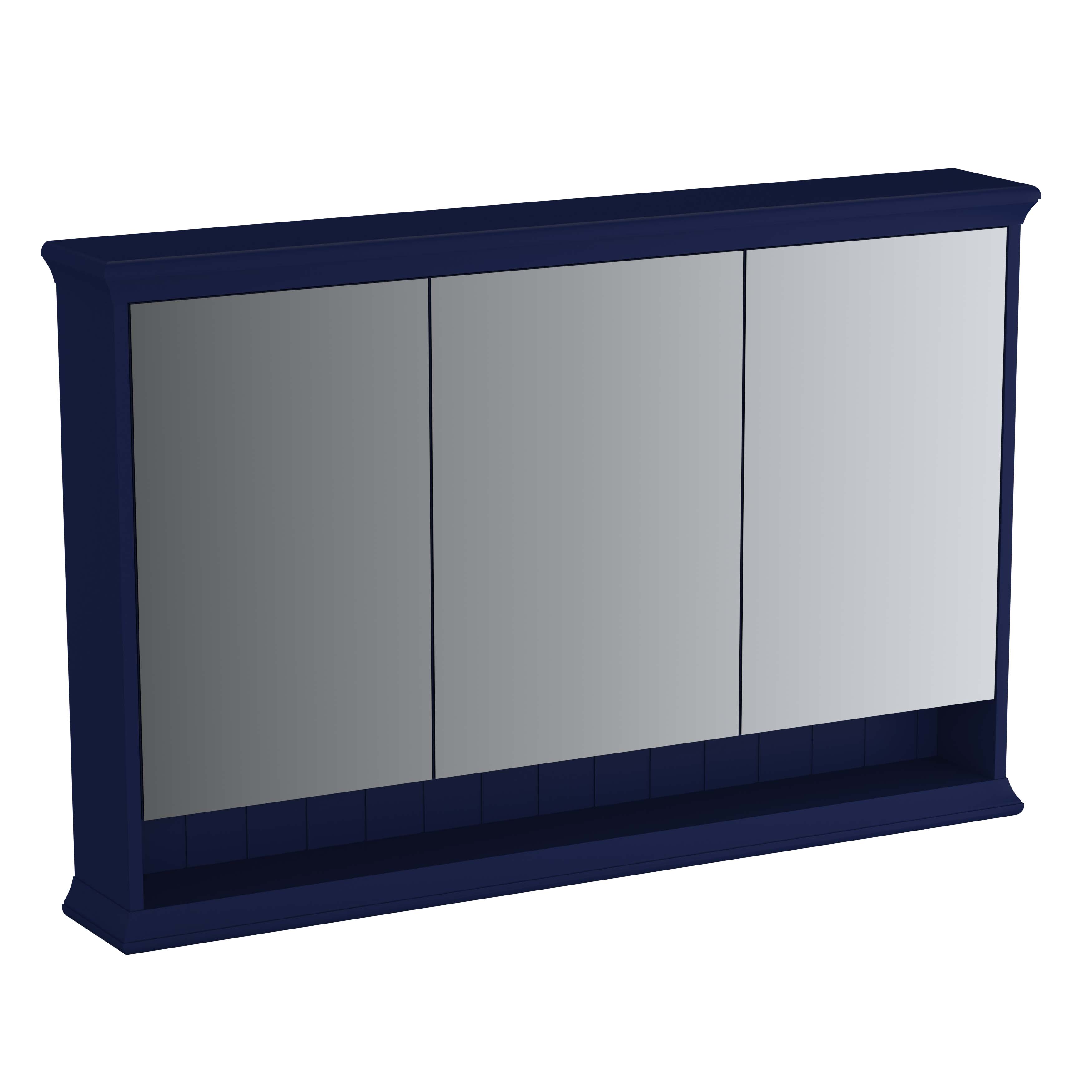 Valarte LED-Spiegelschrank, 118 cm, 3 Türen, Stahlblau (Lack)