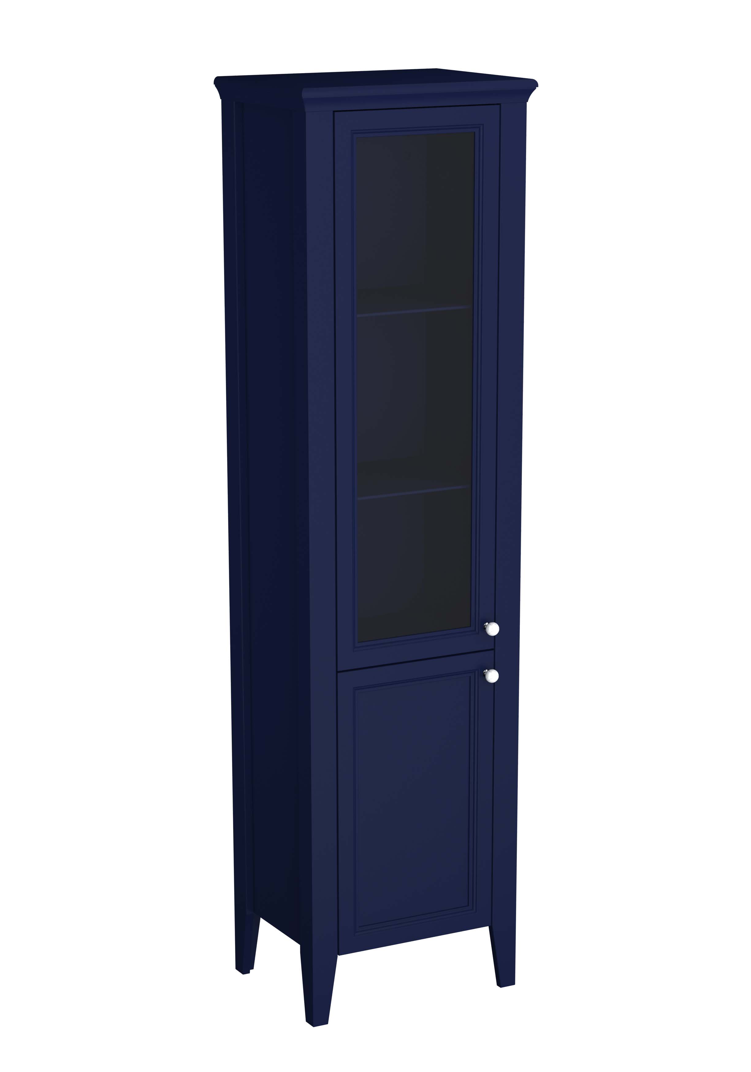 Valarte Hochschrank, mit Glaseinsatz, 2 Türen, Türanschlag links, Stahlblau (Lack)