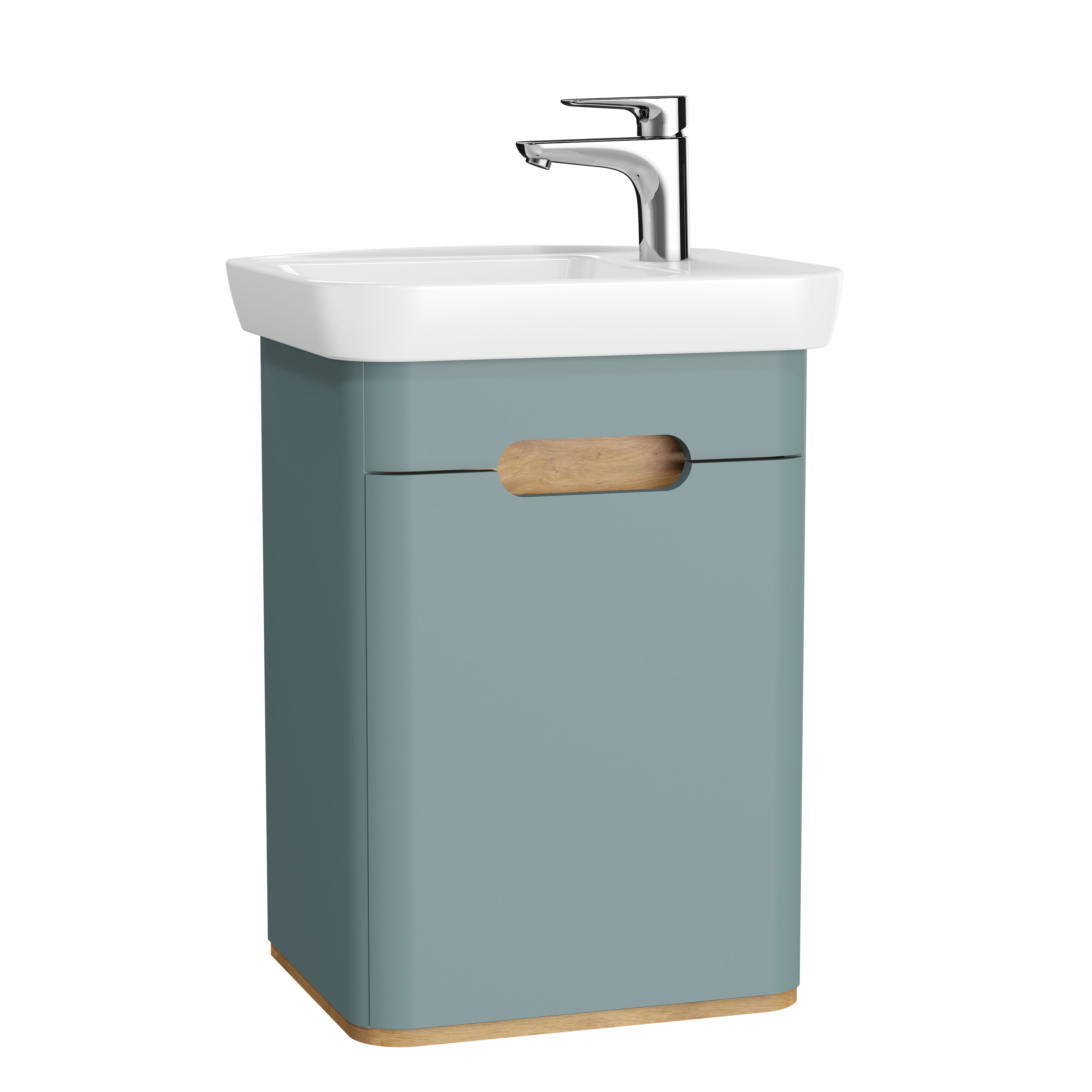 Sento Set, 50 cm, Handwaschbecken + Unterschrank, 1 Tür, Türanschlag links, Fjordgrün Matt